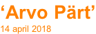 ‘Arvo Prt’ 14 april 2018